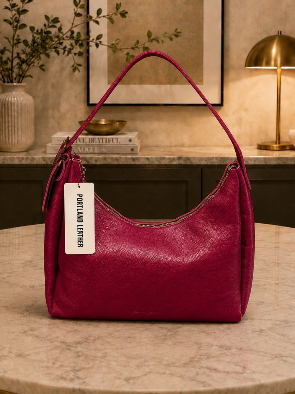 Portland Leather - Brand New Orchid Oversized Aspen Shoulder Bag